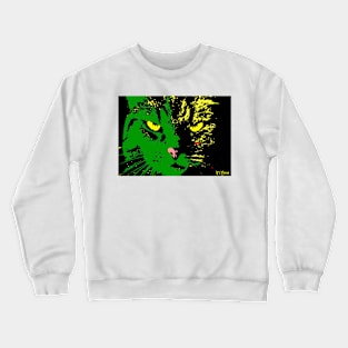 ANGRY CAT POP ART - GREEN YELLOW BLACK Crewneck Sweatshirt